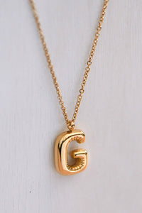 18K Non-Tarnish Stainless Steel Initial Bubble Necklace