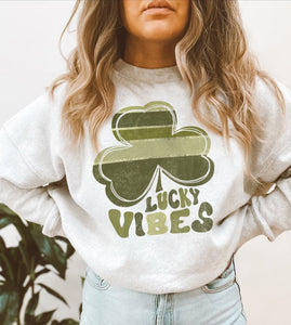 Lucky Vibes Retro T-Shirt or Crew Sweatshirt