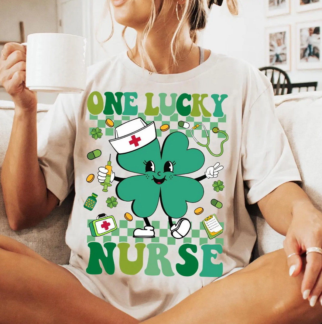 One Lucky Nurse T-Shirt or Crew Sweatshirt