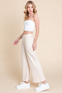 Sewn And Seen Beige Washed Wide Leg Pants