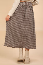 New In Chocolate Urquhart Check Printed Pleated Midi Skirt