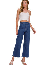 Zenana Dark Blue High Waist Wide Leg Straight Denim Pants