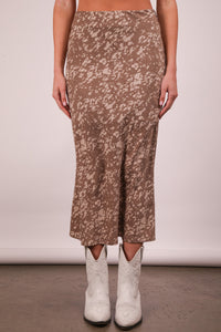 New In Mocha Leopard Printed Midi Skirt