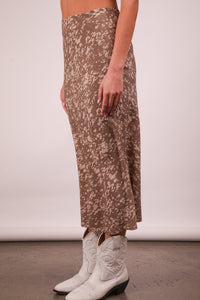 New In Mocha Leopard Printed Midi Skirt