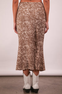 New In Mocha Leopard Printed Midi Skirt