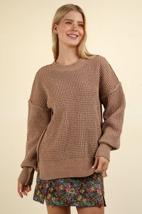 New In Taupe Brown Soft Comfy Oversized Knit Sweater Pullover Top